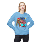 God Blessed the USA Crewneck Sweatshirt — Patriotic Christian American Flag Design