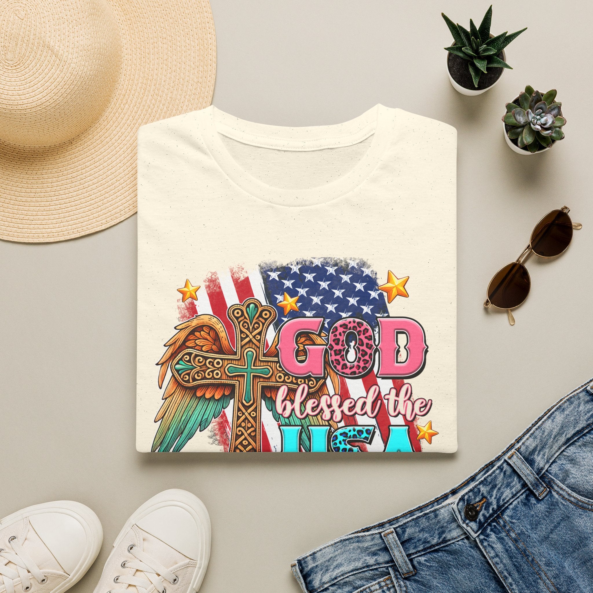 God Blessed the USA T-Shirt — Patriotic Christian Flag Tee