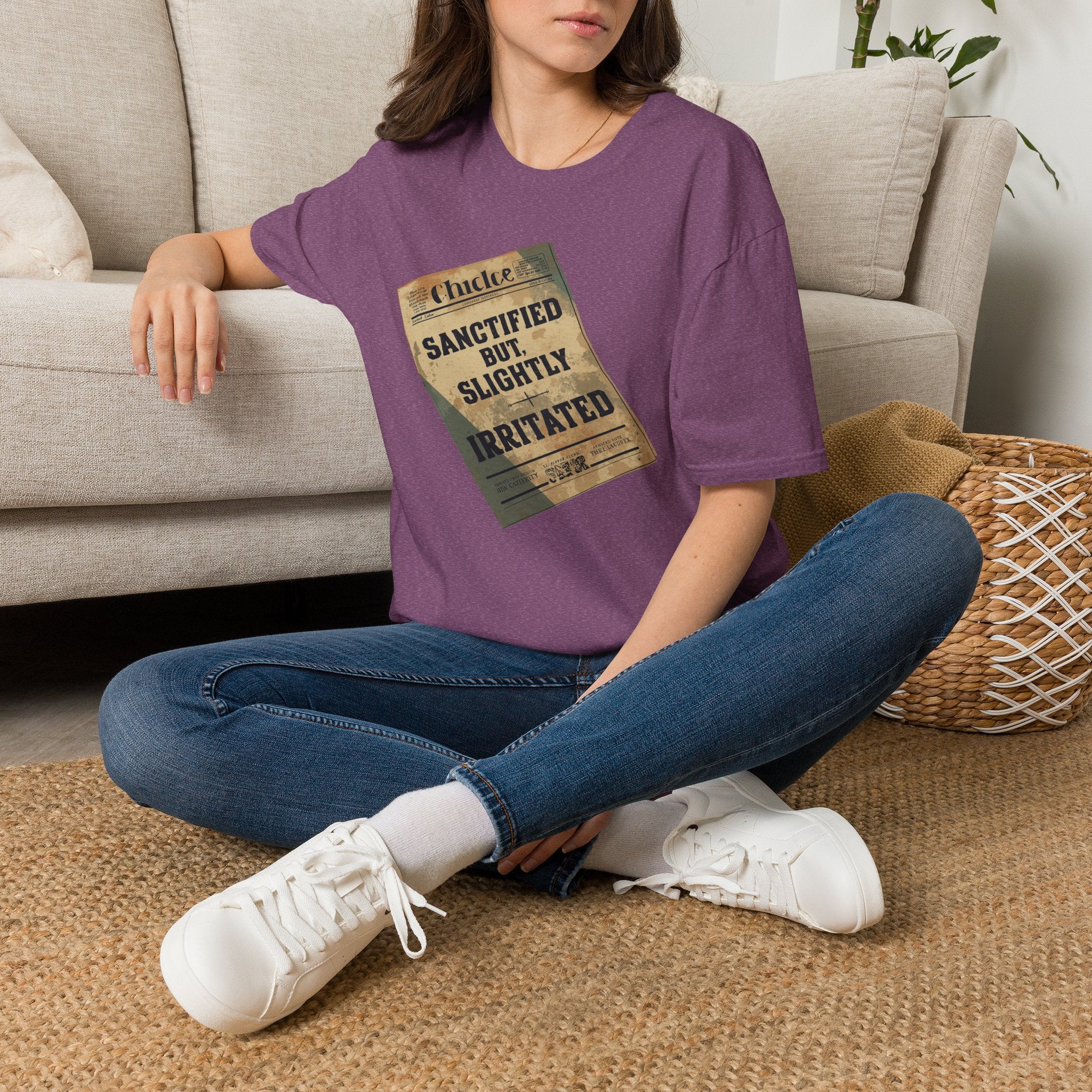 T‑Shirt — 'Sanctified But Slightly Irritated' Vintage Poster Graphic