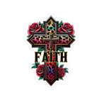 Faith Leopard Cross Kiss-Cut Sticker — Floral Rose Christian Decal