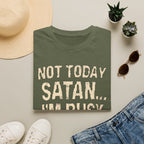 Not Today Satan I’m Busy T‑Shirt — Funny Christian Faith Graphic Tee