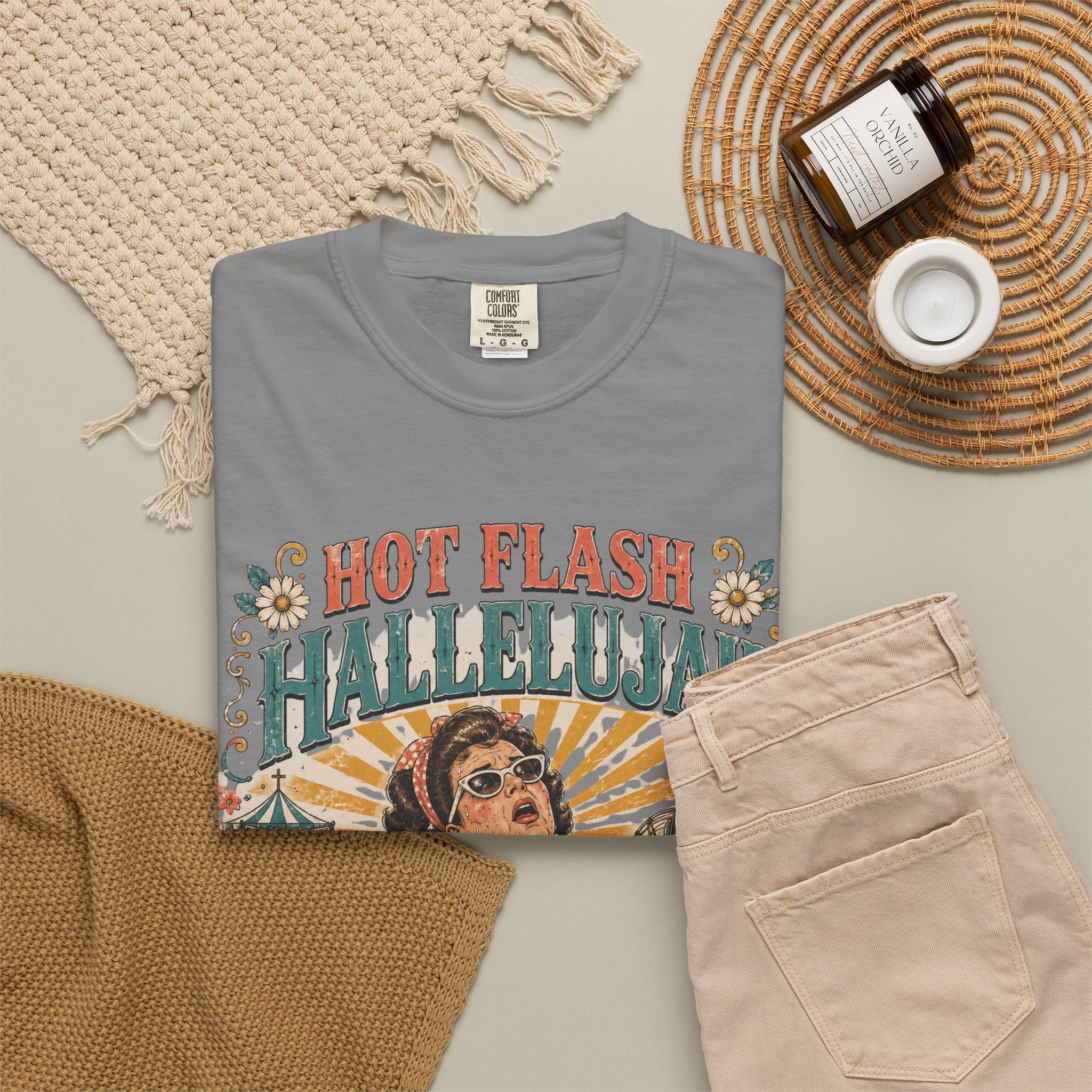T-Shirt — "Hot Flash Hallelujah" Vintage Gospel Graphic Tee