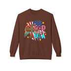 God Blessed the USA Crewneck Sweatshirt — Patriotic Christian American Flag Design