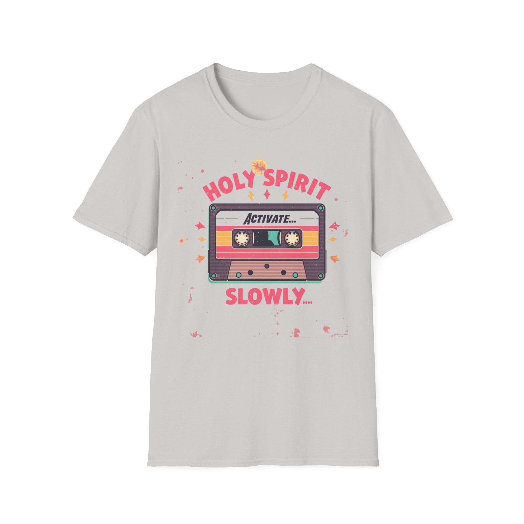 Holy Spirit Activate Slowly T-Shirt — Retro Cassette Christian Tee
