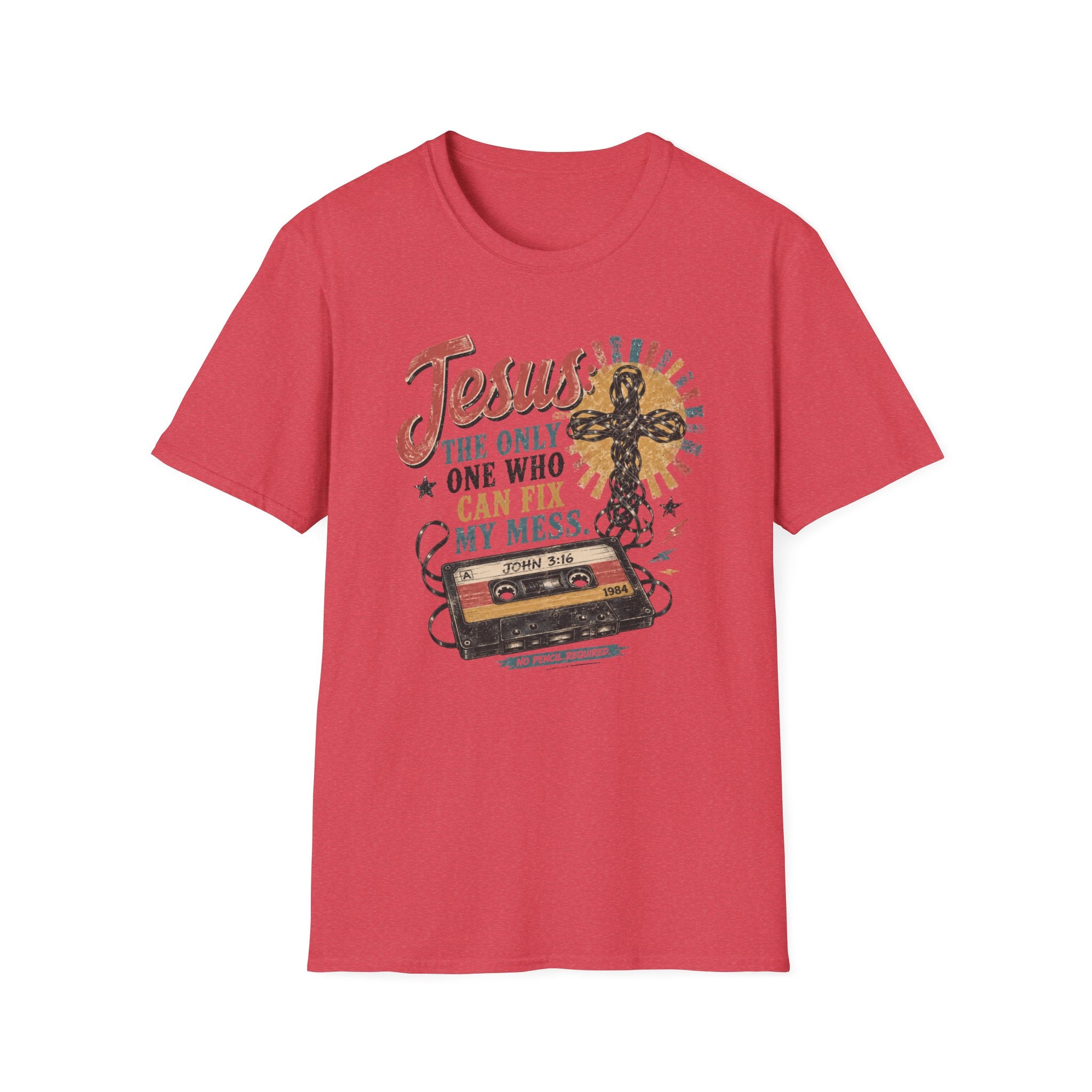 Jesus Can Fix My Mess T-Shirt — Retro Cassette Christian Tee