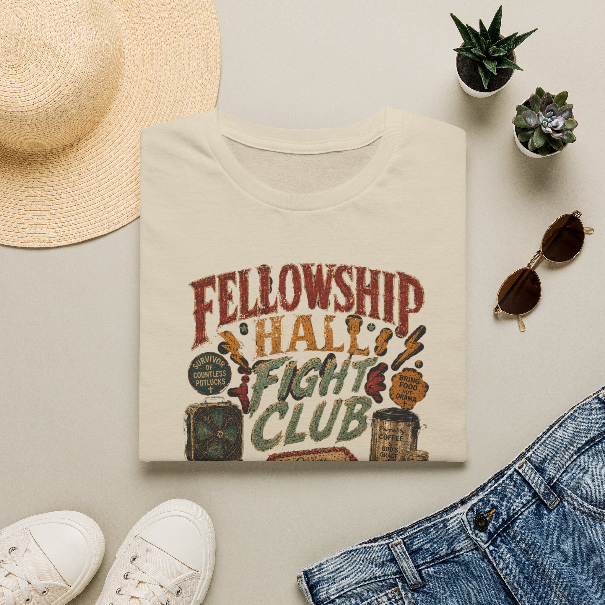 Fellowship Hall Fight Club T-Shirt — Vintage Church Game Night Tee