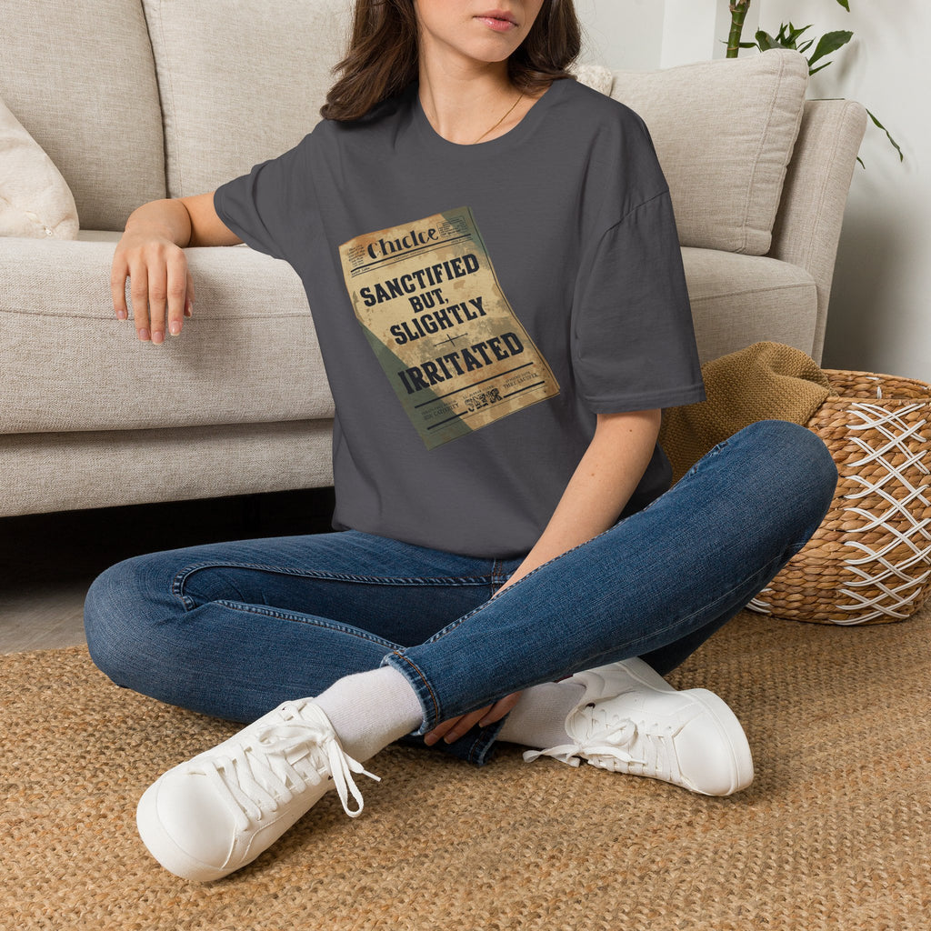 T‑Shirt — 'Sanctified But Slightly Irritated' Vintage Poster Graphic