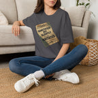 T‑Shirt — 'Sanctified But Slightly Irritated' Vintage Poster Graphic