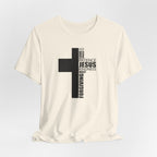 Christian Cross T-Shirt – 'Jesus, Forgiving, Love, Kindness' Word Cloud Tee