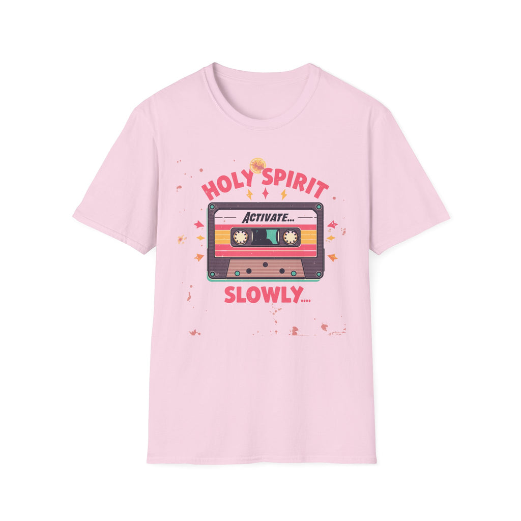 Holy Spirit Activate Slowly T-Shirt — Retro Cassette Christian Tee