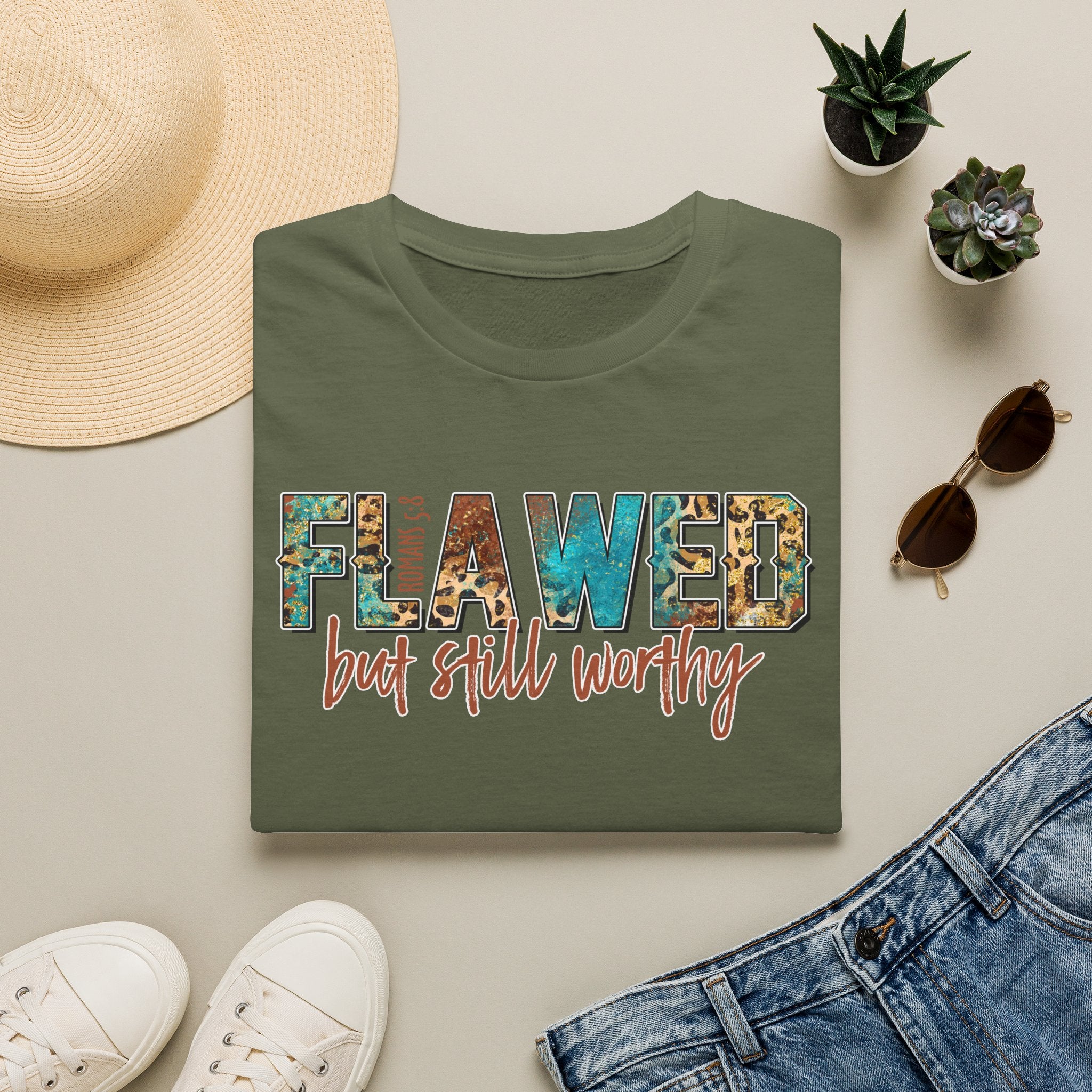 Flawed But Still Worthy T-Shirt – Inspirational Graphic Tee