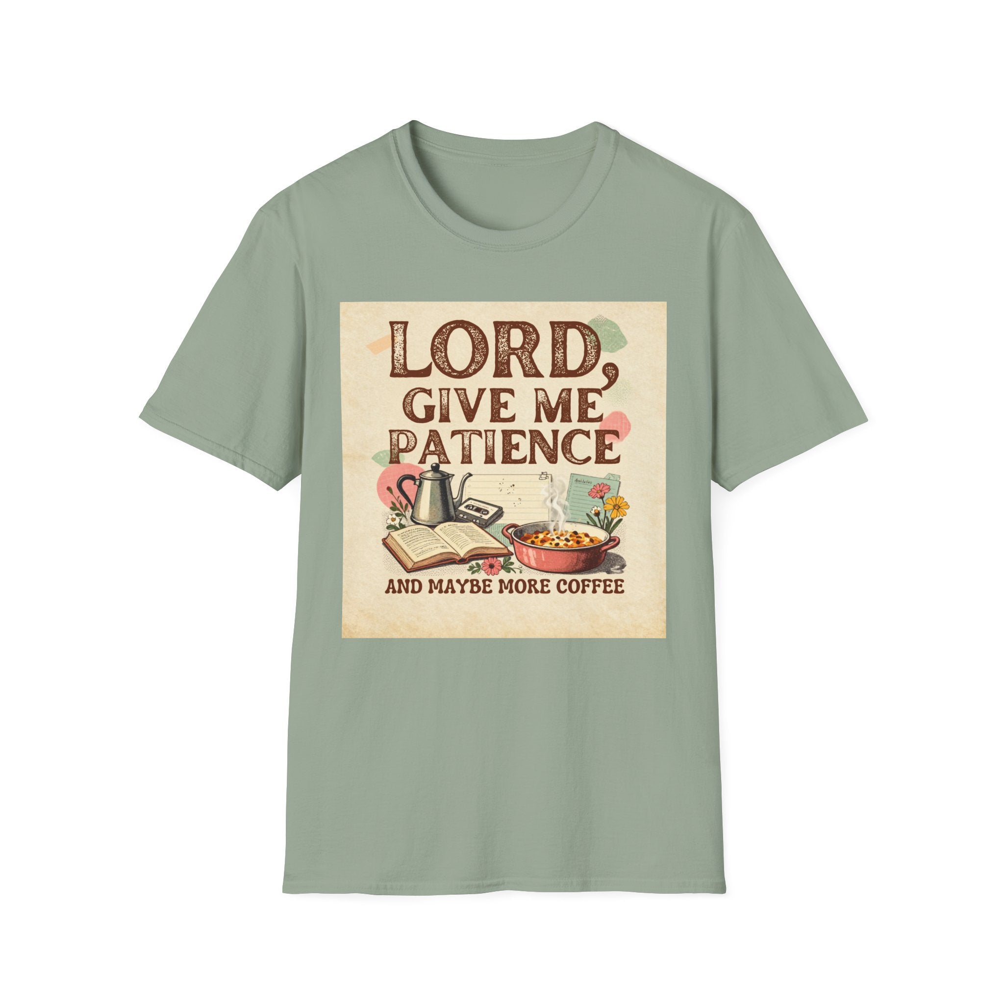 T-Shirt — “Lord, Give Me Patience (And Maybe More Coffee)” Vintage Coffee Tee
