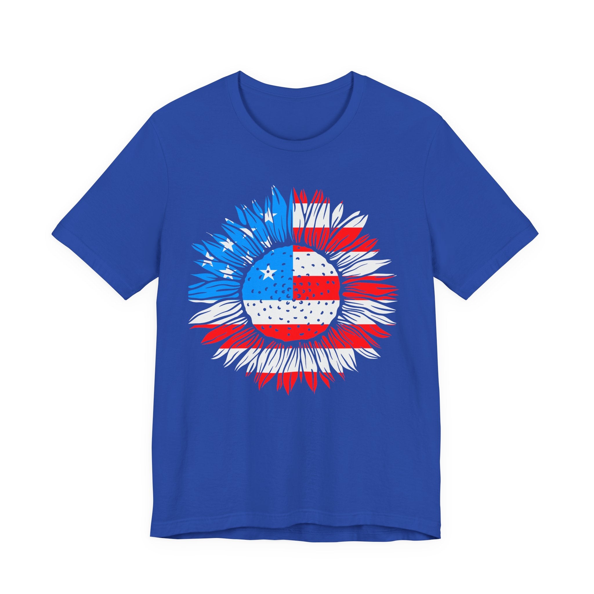 American Flag Sunflower T-Shirt — Patriotic USA Floral Tee for 4th of July
