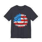 American Flag Sunflower T-Shirt — Patriotic USA Floral Tee for 4th of July