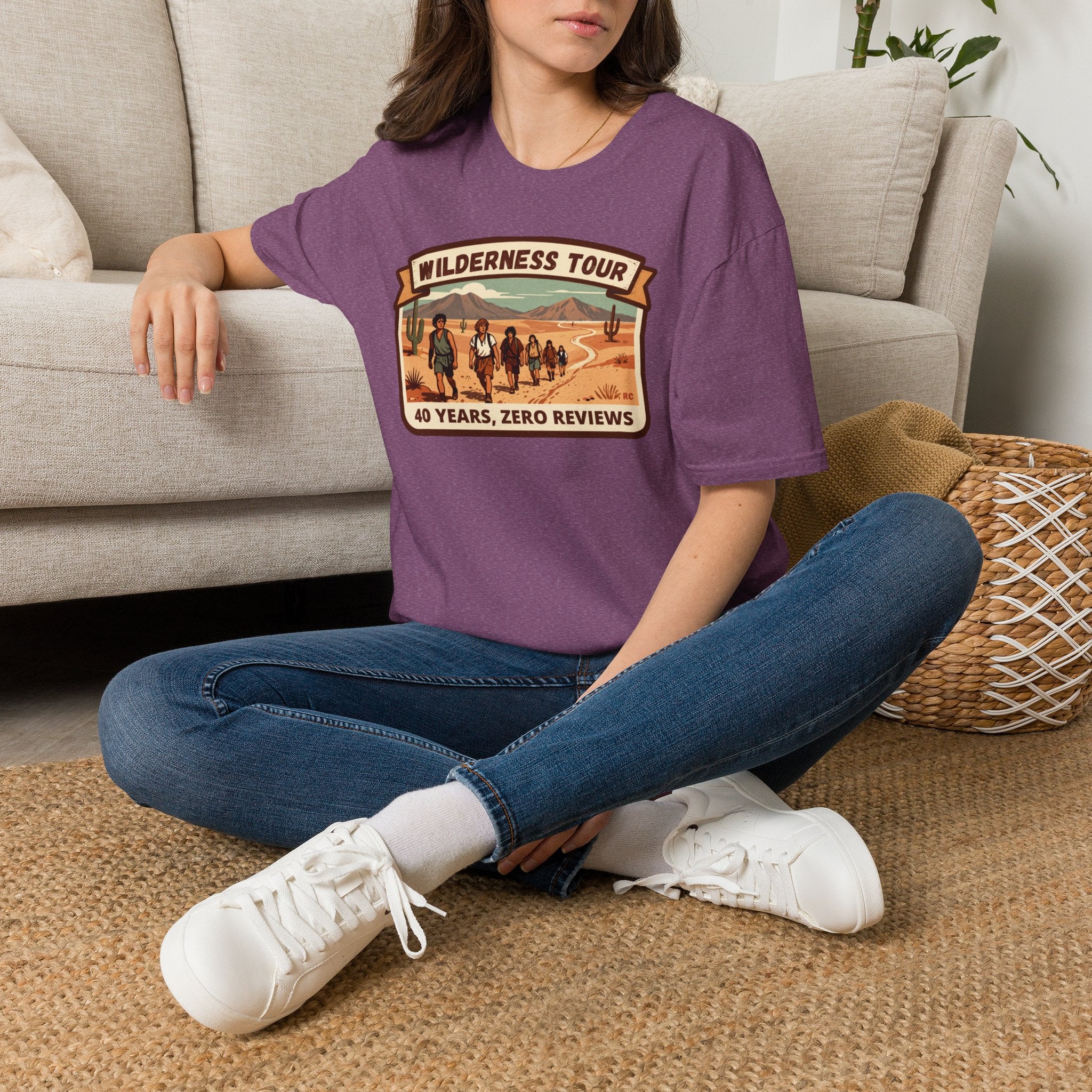 Wilderness Tour T‑Shirt — "40 Years, Zero Reviews" Vintage Desert Adventure Tee