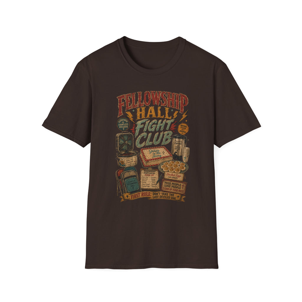 Fellowship Hall Fight Club T-Shirt — Vintage Church Game Night Tee