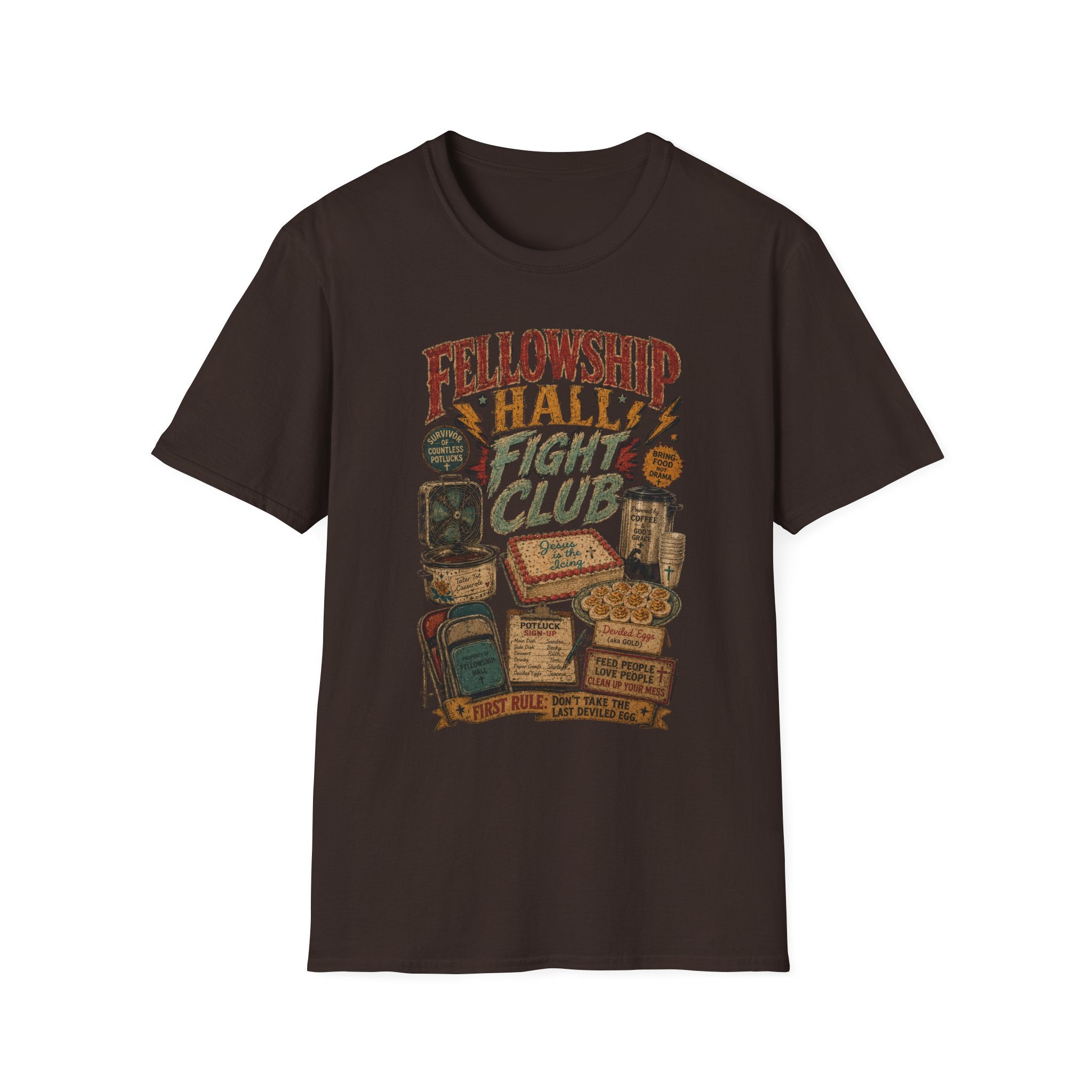 Fellowship Hall Fight Club T-Shirt — Vintage Church Game Night Tee