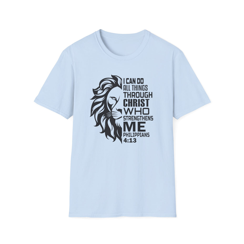 Philippians 4:13 Lion T-Shirt – "I Can Do All Things Through Christ" Christian Tee