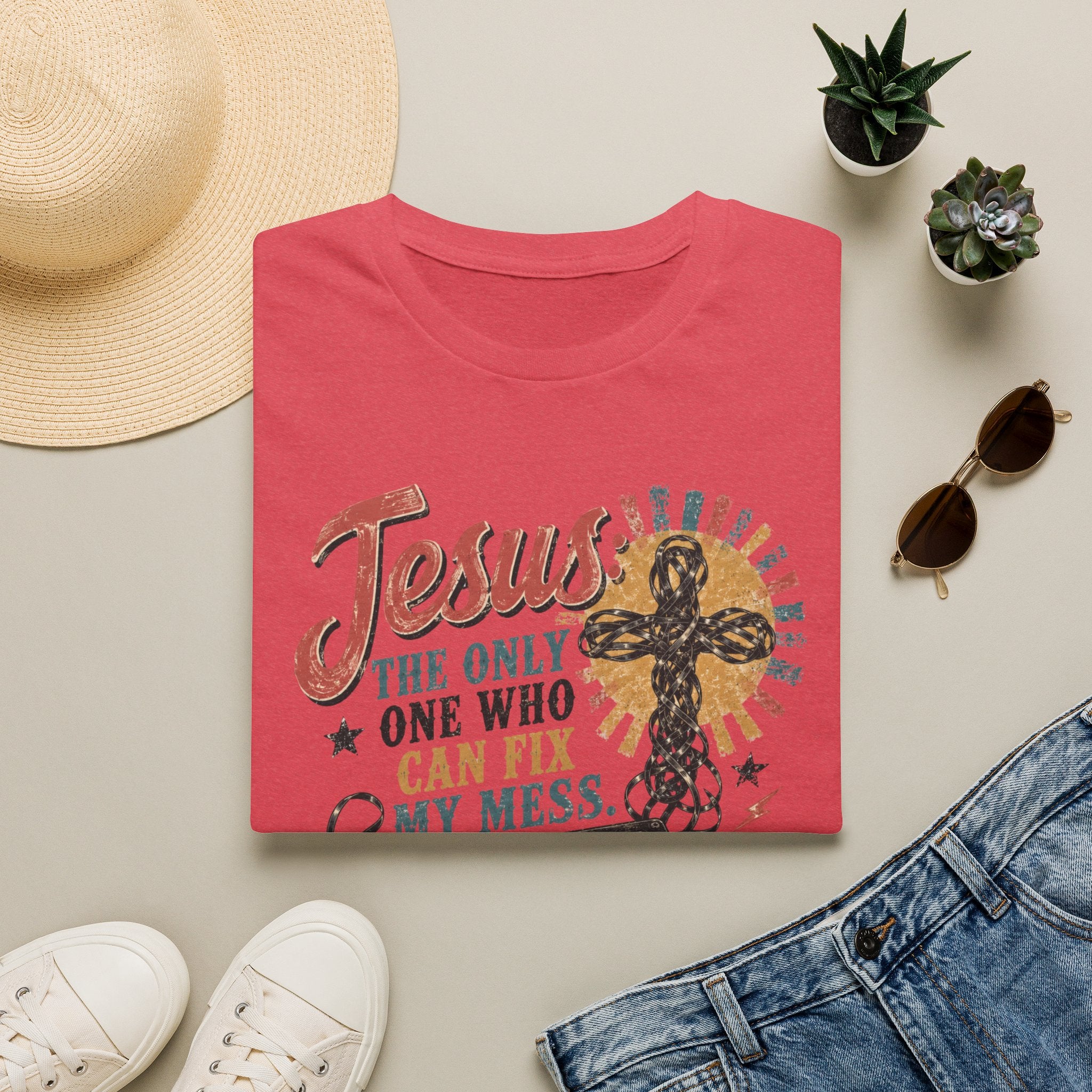 Jesus Can Fix My Mess T-Shirt — Retro Cassette Christian Tee